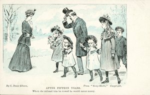 Woman encountering the man she refused in marriage who swore he would never marry by Charles Dana Gibson