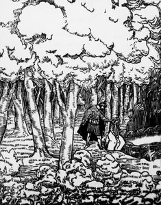 Woodcut by Charles Doudelet for Pelleas and Melisande by Maurice Maeterlinck, published by Claudio Argentieri, Spoleto, Italy by Charles Doudelet
