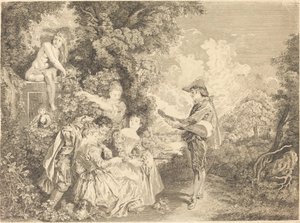 Lesson of Love by Charles Dupuis after Antoine Watteau