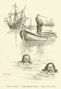 Illustration for Westward Ho! by Charles Kingsley (engraving)