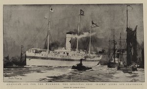 American Aid for the Wounded, the Hospital Ship Maine Lying off Gravesend by Charles Edward Dixon