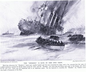 The Dresden is Sunk by Her Own Crew by Charles Edward Dixon