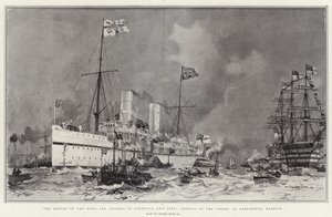 The Return of the Duke and Duchess of Cornwall and York, Arrival of the Ophir in Portsmouth Harbour