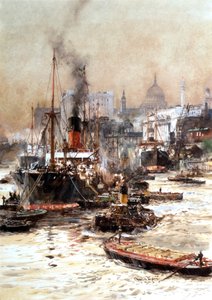 The Thames below St Pauls by Charles Edward Dixon