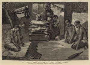 Cetewayo laid out in his Hut after Death by Charles Edwin Fripp