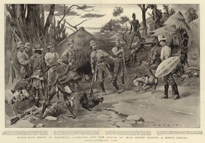 Hard-won Booty in Rhodesia, Carrying off the Spoils of War after Taking a Kopje Kraal by Charles Edwin Fripp