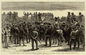 The Negotiations in the Transvaal, General Joubert Addressing the Boers Before Their Dispersal Homewards