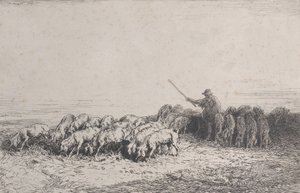 A Herd of Pigs, 1850 by Charles Emile Jacque