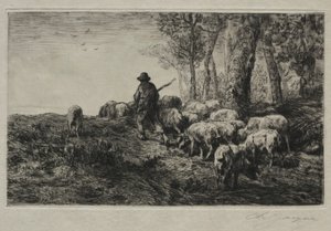 A Herd of Swine by Charles Emile Jacque