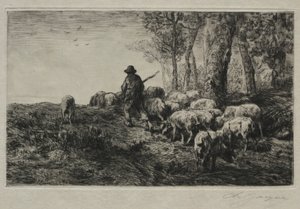 A Herd of Swine by Charles Emile Jacque