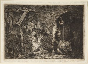 Cottage Interior by Charles Emile Jacque