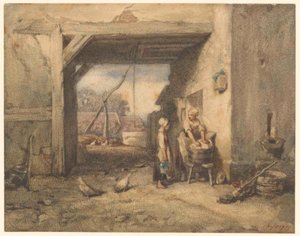 A Farmyard by Charles Emile Jacque