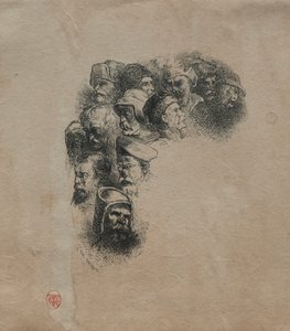 Group of Heads, after Greuze by Charles Emile Jacque