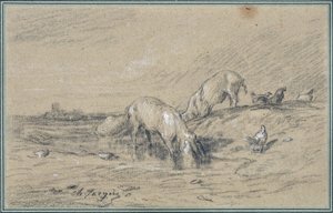 Herd of Pigs by Charles Emile Jacque