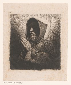 Head of a Praying Monk with Beard by Charles Emile Jacque