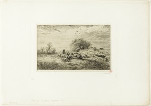 Landscape with Herd of Pigs by Charles Emile Jacque