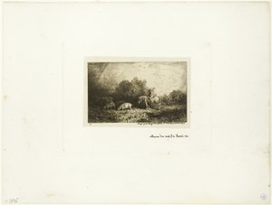 Landscape with Man on Horseback, Pigs and Cow
