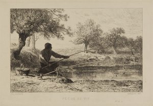 Fishing by Charles Emile Jacque