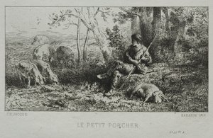 The Little Swineherd by Charles Emile Jacque