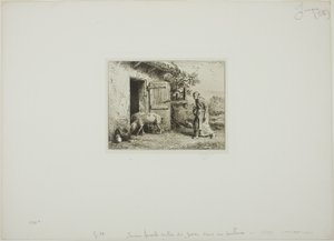 Woman Bringing Her Pigs Back Home