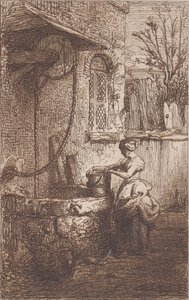 Woman at a Well by Charles Emile Jacque