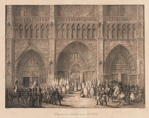 Flags Taken at Austerlitz Received at Notre Dame, early 19th century by Charles Etienne Pierre Motte