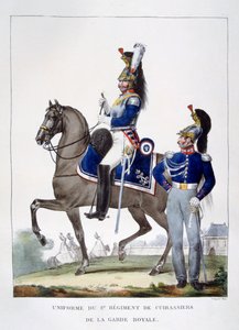 Uniform of the 1st Regiment of Chasseurs of the Royal Guard, France by Charles Etienne Pierre Motte