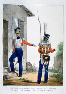 Uniform of the Swiss 7th Regiment of infantry of the royal guard, France, 1823 by Charles Etienne Pierre Motte