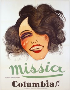 Columbia Records Poster Advertising the French Chanteuse, Missia, c.1935