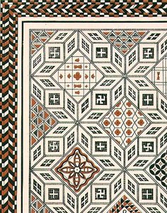 Design of a mosaic pavement discovered at Nimes, probably 2nd or 3rd century, pub. by Day & Son by Charles Felix Marie (after) Texier