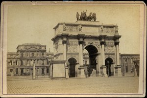 The Arc de Triomphe du Carrousel with the buildings in ruins of the Tuileries imperiales by Charles & Fontaine Pierre (1762 1853) Percier