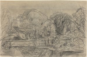 A Woodland Pond by Charles Francois Daubigny