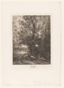 Forest with Resting Goat Herders by Charles Francois Daubigny