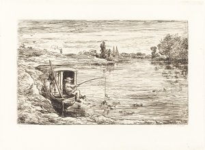 Cabin Boy Fishing by Charles Francois Daubigny
