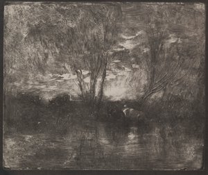 Cows at a Watering Place by Charles Francois Daubigny
