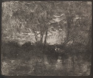 Cows at a Watering Place by Charles Francois Daubigny