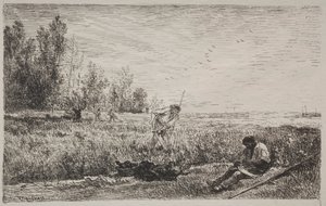 Hay-making by Charles Francois Daubigny