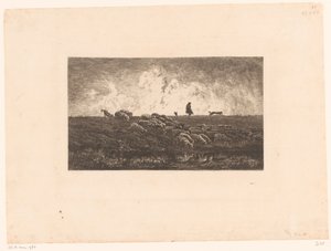 Landscape with Shepherd and Sheep during a Rain Shower (L