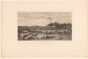 Landscape with Flock of Sheep by Charles Francois Daubigny