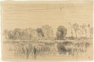 Marsh and Screen of Trees by Charles Francois Daubigny