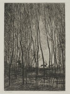 Stags in the Woods by Charles Francois Daubigny