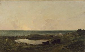 Sunset on the Coast at Villerville by Charles Francois Daubigny