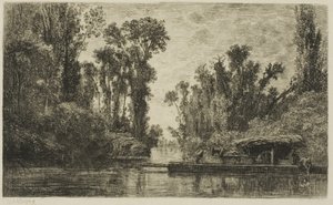 The Bezons Ferryboat by Charles Francois Daubigny