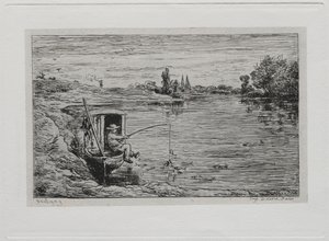 The Boat Trip: The Cabin Boy Fishing Line Fishing by Charles Francois Daubigny