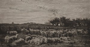 The Large Sheepfold by Charles Francois Daubigny
