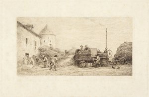 The Threshing Machine by Charles Francois Daubigny