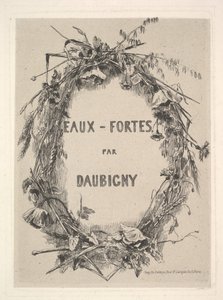Wreath of Wildflowers, Title for Eaux-Fortes par Daubigny by Charles Francois Daubigny