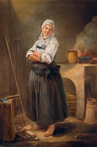 A Young Woman from Saxony in Her Kitchen by Charles Francois Hutin