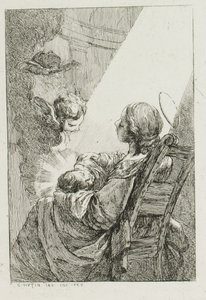 The Virgin Mary Cradling the Baby Jesus by Charles Francois Hutin