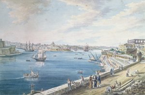 The Grand Harbour, Valletta, Malta by Charles Frederick de Brocktorff